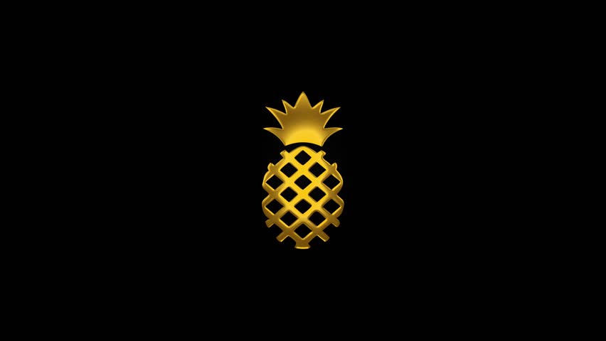 a Gold Pineapple Animation Using Graphic Design Techniques and Motion Effects in a Digital Workspace