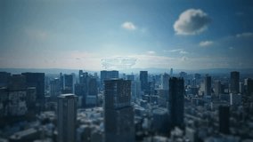 Drone aerial view of modern city and social media concept - Powered by Shutterstock - Get 15% off with code: PIKWIZARD15