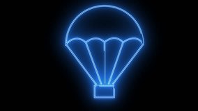 A neon blue parachute is centered on a black backdrop - Powered by Shutterstock - Get 15% off with code: PIKWIZARD15