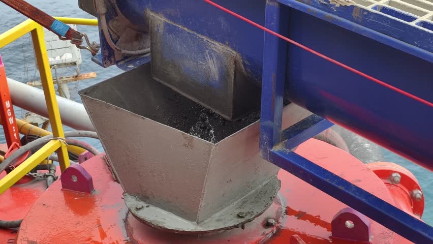 A screw conveyor (auger) used to transport drilling cuttings from solids control equipment  to a vertical cuttings dryer for fluid recovery and waste management
