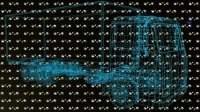 Animation of shapes and digital lorry on black background. global transport and digital interface concept digitally generated video. - Powered by Shutterstock - Get 15% off with code: PIKWIZARD15