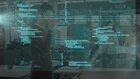 Animation of data processing and network of connections over diverse business people. global business, technology and digital interface concept digitally generated video. - Powered by Shutterstock - Get 15% off with code: PIKWIZARD15