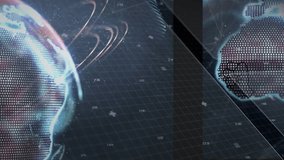 Animation of light trails over interface with data processing against blue background. Computer interface and business technology concept - Powered by Shutterstock - Get 15% off with code: PIKWIZARD15