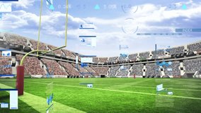 Animation of financial data processing over stadium. Global sport and digital interface concept digitally generated video. - Powered by Shutterstock - Get 15% off with code: PIKWIZARD15