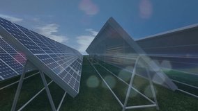 Animation of connections and data processing over solar panels. Global sustainability, business, finances, connections, computing and data processing concept digitally generated video. - Powered by Shutterstock - Get 15% off with code: PIKWIZARD15