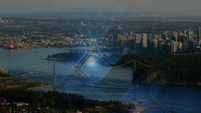 Animation of blue geometrical shapes over cityscape. global connections, data processing and technology concept digitally generated video. - Powered by Shutterstock - Get 15% off with code: PIKWIZARD15