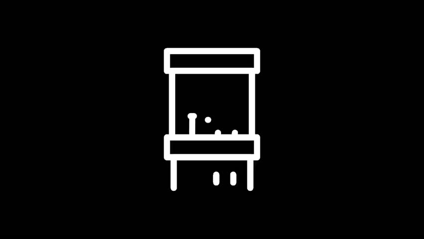 A white arcade game machine icon against a black background, perfect for game-related designs.