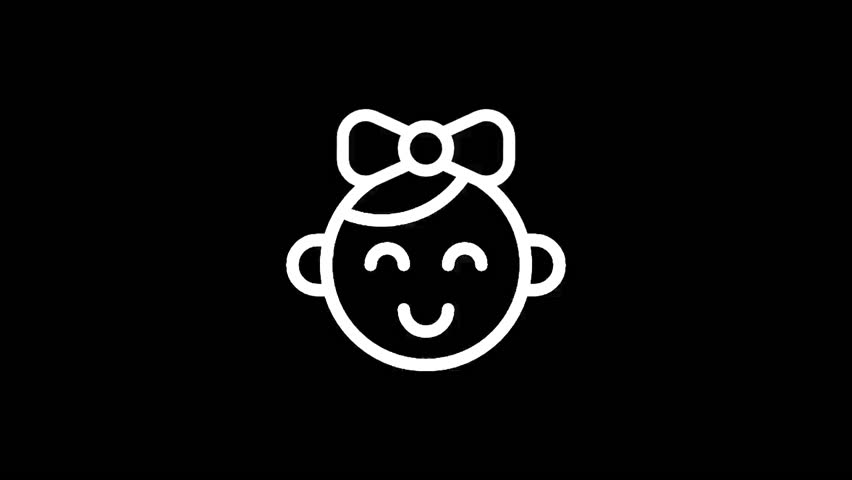 A simple, minimalist illustration of a happy baby girl