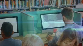 Network of profile icons over two caucasian women discussing over a digital tablet at office. Global networking and business technology concept - Powered by Shutterstock - Get 15% off with code: PIKWIZARD15