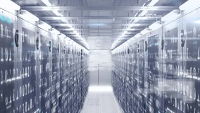 Animation of ticking clock and data processing against computer server room. Computer interface and business data storage technology concept - Powered by Shutterstock - Get 15% off with code: PIKWIZARD15