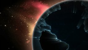 Animation of neon round scanner over spinning globe in space. Global networking and business technology concept - Powered by Shutterstock - Get 15% off with code: PIKWIZARD15