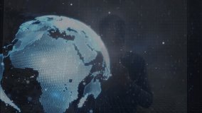 Animation of globe over data processing and globe. Global connections networks and data processing concept digitally generated video. - Powered by Shutterstock - Get 15% off with code: PIKWIZARD15