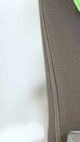 Gaming chair lumber support scuffed close-up