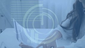 Animation of digital clock over infographic interface against caucasian coworkers discussing reports. Digital composite, multiple exposure, time, business, office, teamwork, global and technology. - Powered by Shutterstock - Get 15% off with code: PIKWIZARD15