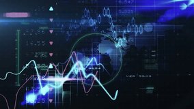 Animation of scope scanning over spinning covid-19 cell and stock market data processing. Covid-19 pandemic and business data technology concept - Powered by Shutterstock - Get 15% off with code: PIKWIZARD15