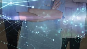 Healthcare professionals using stethoscopes with animated network connections overlay. medical, technology, innovation, digital - Powered by Shutterstock - Get 15% off with code: PIKWIZARD15