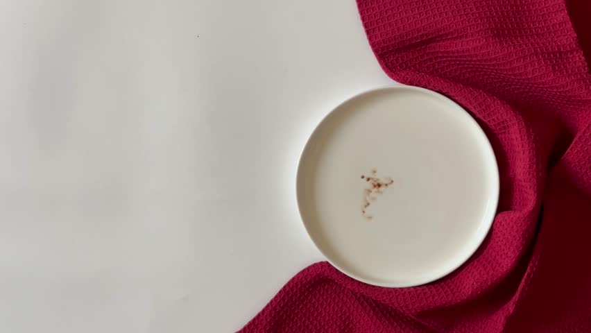 Hand Eating Stuffed Chocolate Donut on Plate