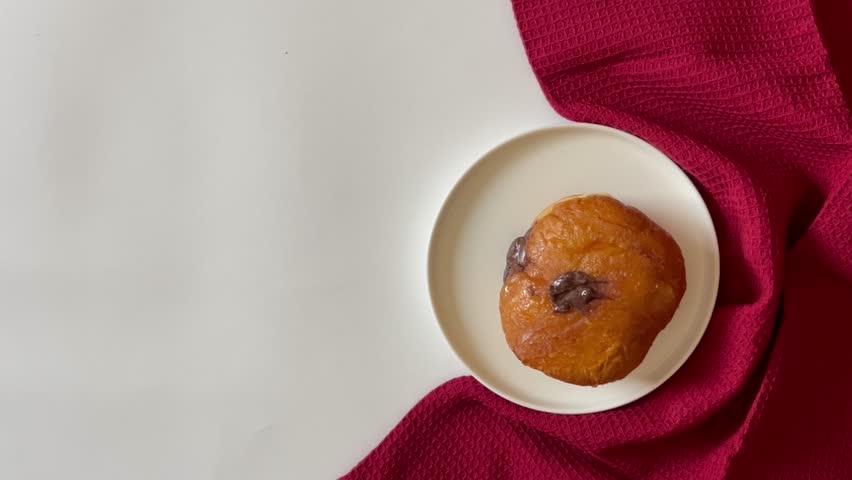 Chocolate-Stuffed Donut Dessert on White Plate