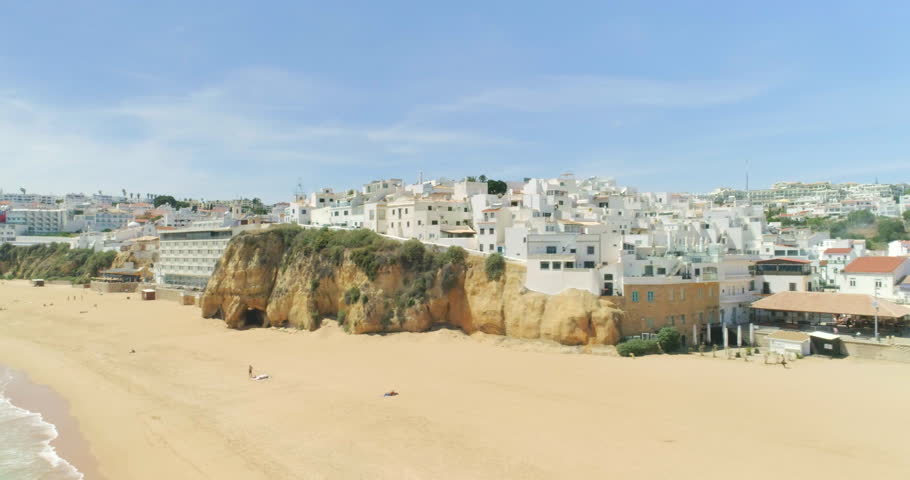 Albufeira Portugal Aerial View of Famous Old Town and Atlantic Shore