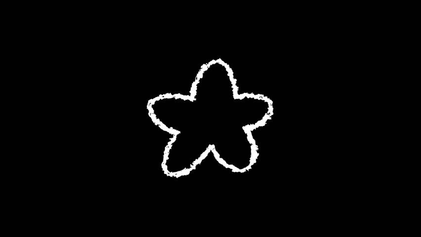 Hand drawn chalk rounded star doodle animation