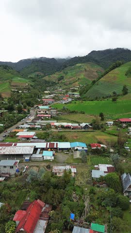 A small town with houses and a few cars