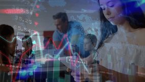 Animation of diverse data over latin girl using smartphone at school. high school education, connections and learning concept digitally generated video. - Powered by Shutterstock - Get 15% off with code: PIKWIZARD15