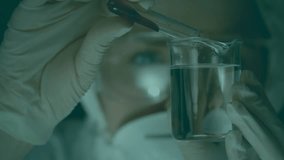 Animation of data processing and dna strand over scientist in lab. global science, data processing and digital interface concept digitally generated video. - Powered by Shutterstock - Get 15% off with code: PIKWIZARD15