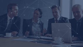 Animation of connections over caucasian businesspeople talking and working. global business, connections and technology concept digitally generated video. - Powered by Shutterstock - Get 15% off with code: PIKWIZARD15