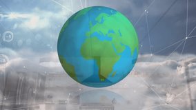 Animation of text with globe and network of connections. Global digital interface technology and networking concept digitally generated video. - Powered by Shutterstock - Get 15% off with code: PIKWIZARD15