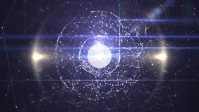 Animation of mobile, music icons with sphere connecting dots on digital interface with light beam. Digital composite, connection, connect the dots, networking, technology, communication, creativity. - Powered by Shutterstock - Get 15% off with code: PIKWIZARD15