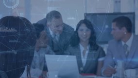 Animation of data processing and network of connections over diverse business people. Global business, connections, digital interface and data processing concept digitally generated video. - Powered by Shutterstock - Get 15% off with code: PIKWIZARD15