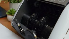 Close Up Shot Of Cash Counting Machine Counting One Hundred Dollar Bills. High Value Currency Processing Finance Investment Banking And Financial Risk Concept. - Powered by Shutterstock - Get 15% off with code: PIKWIZARD15