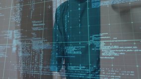 Animation of data processing over caucasian male and female surgeons talking. global medicine and digital interface concept digitally generated video. - Powered by Shutterstock - Get 15% off with code: PIKWIZARD15