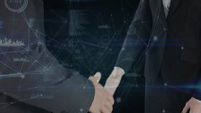 Animation of networks of connections over diverse business people. Global business connections digital interface and technology concept digitally generated video. - Powered by Shutterstock - Get 15% off with code: PIKWIZARD15