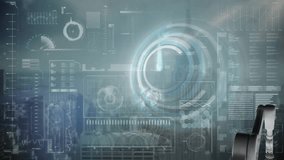 Animation of robotic arm holding drawing of gears forming brain, flow chart, infographic interface. Digital clock, digitally generated, hologram, global, time, artificial intelligence, technology. - Powered by Shutterstock - Get 15% off with code: PIKWIZARD15