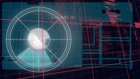 Animation of neon round scanner, data processing and mathematical equations on black background. Computer interface and business technology concept - Powered by Shutterstock - Get 15% off with code: PIKWIZARD15