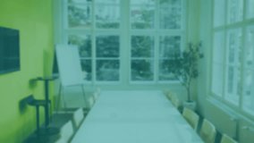 Network of connections and data processing animation over office background. Technology, innovation, digital - Powered by Shutterstock - Get 15% off with code: PIKWIZARD15