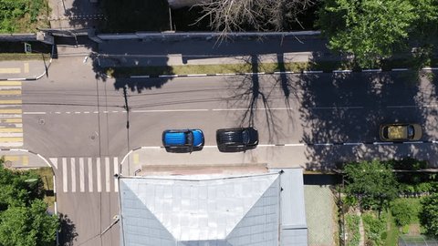 Sideways Top Down Drone Flight over Kolomna