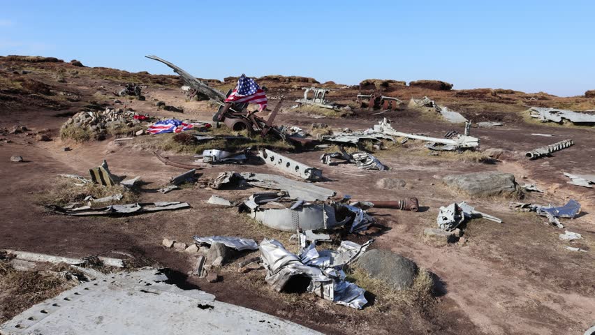 Plane Wreckage of the B-29 Superfortress 'Overexposed' on Higher Shelf Stones, Bleaklow, Peak District National Park