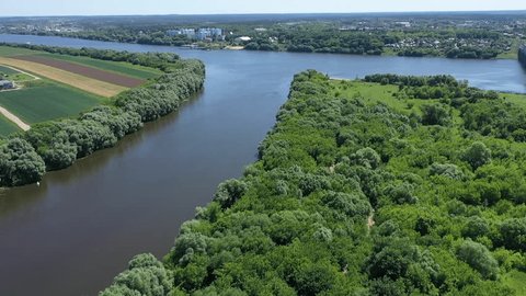 High Altitude Drone View over River near
