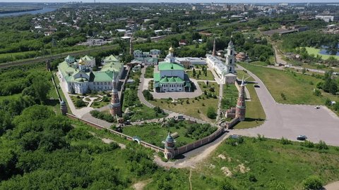 Drone Orbiting Monastery Architecture above