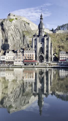 Mountain village lake reflection landscape