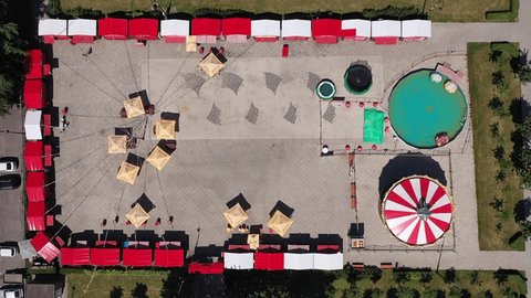 Aerial Drone View of Kolomna Urban Park with Trees and Paths