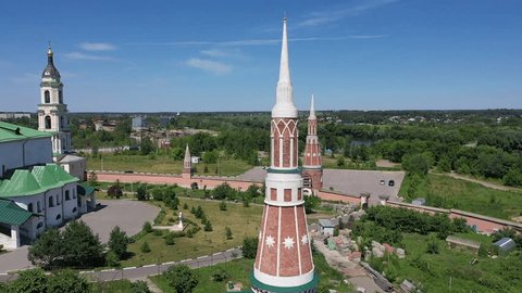 Circular Drone Ascent above Church Complex Kolomna