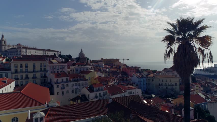 Lisbon Skyline At Lisbon In District Of Lisbon Portugal.