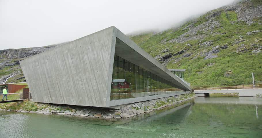 Modern architecture of trollstigen visitor centre in norway
