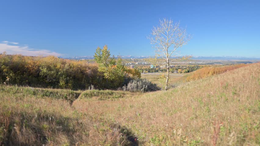 Descending from hiking with amazing view, gimbal shoot