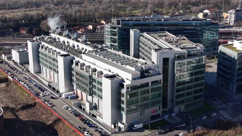 Aerial View of Modern Business District Europe City