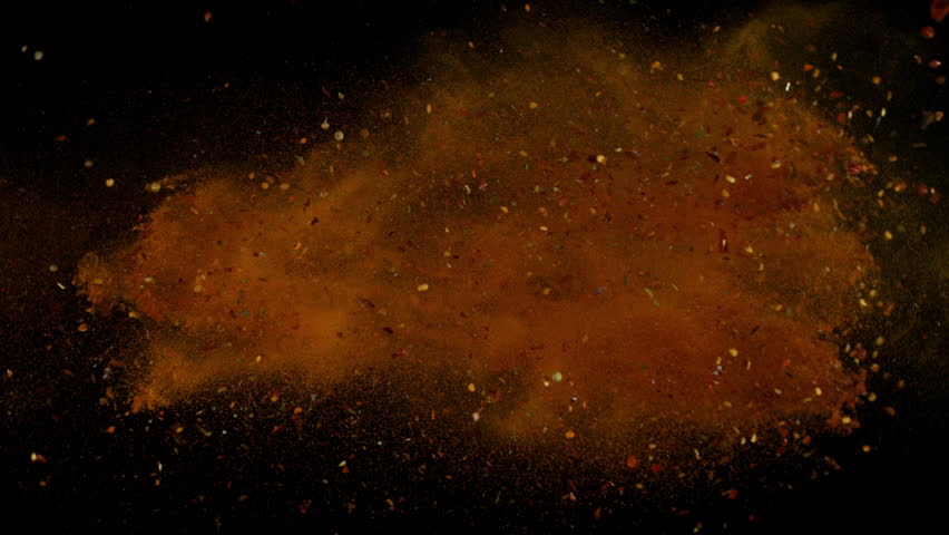 Dried Spices Mix Colliding in Super Slow Motion, 1000fps.