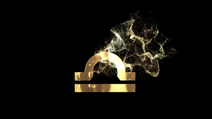 Libra zodiac sign symbol, horoscope, golden particles alpha channel, zodiac sign with a transparent background